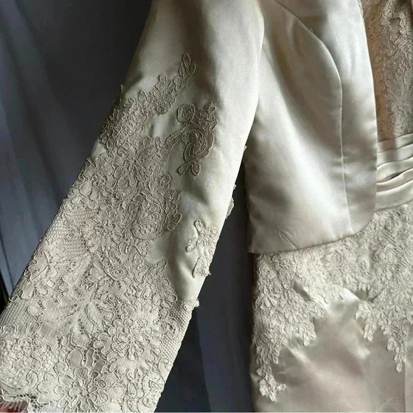 LanTing Mother of the Bride Tan Dress with  Lace - Picture 9 of 12